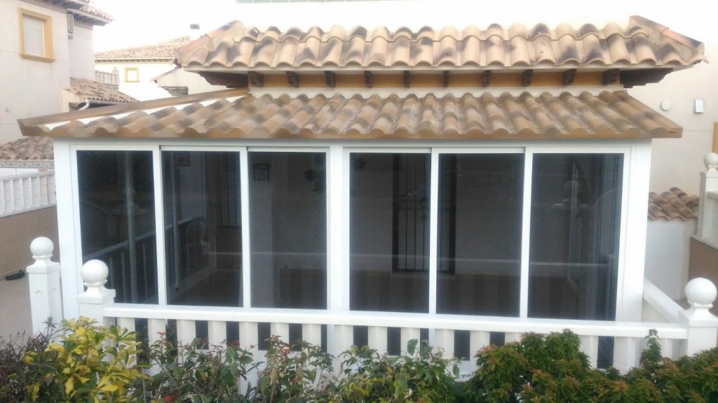 Modern conservatory installation with sliding glass doors in Torrevieja, Costa Blanca Spain